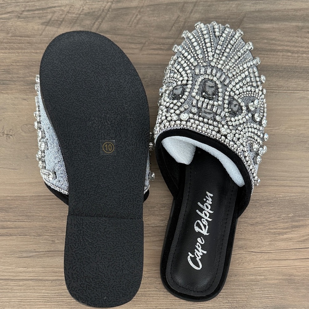 Cape Robbin Silver Rhinestone Mules - Picture 5 of 6